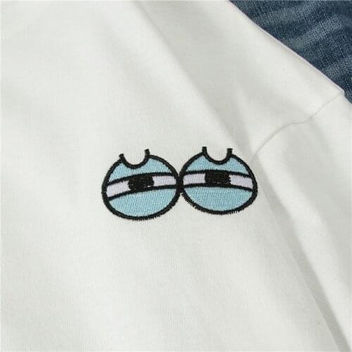 Hot sale Kawaii cartoon eyes cute expression cotton T-Shirt Female Harajuku School tee Urban kpop Gothic Top aesthetic clothes