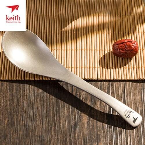 Keith Outdoor Camping Picnic Titanium Spoon Titanium Tableware Long-handled Ultralight Pure Titanium Spoon 170mm Ti5204