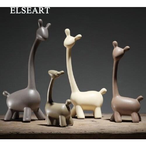Minimalist ceramic giraffe deer home decor crafts room decoration handicraft ornament porcelain figurines wedding decorations