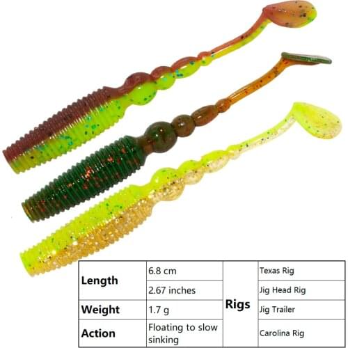 Shad Vibro Tail le leurre Soft Bait 68mm 1.7g 4pcs Floating Slow Sinking Minnow Fishing Lure Bass Pike Swimbait Drop Shot Texas