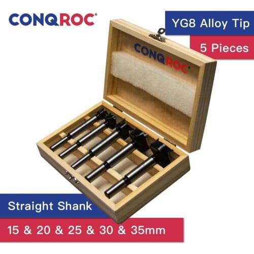 5 Pieces Professional Forstner Drill Bits Set YG8 Alloy Tip Wood Hole Saw CutterDrill Bit Kit for Hinge Window