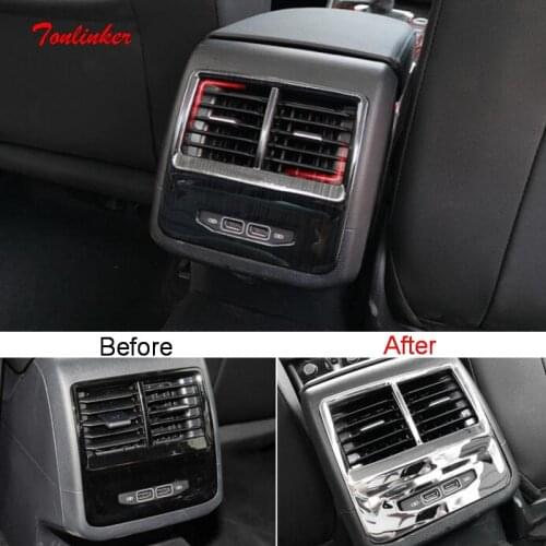 Tonlinker Interior Armrest Rear Outlet Cover Stickers for Volkswagen Jetta MK7 2019-20 Car Styling 1 PCS Metal Cover Stickers