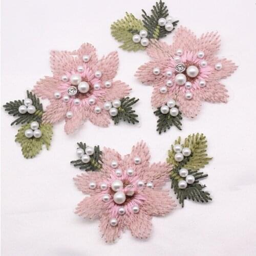 Beaded Flower Shape Patch Appliqued Embroidery Sew On Cloth Paste For DIY Women Clothes Dress Decoration Supplies