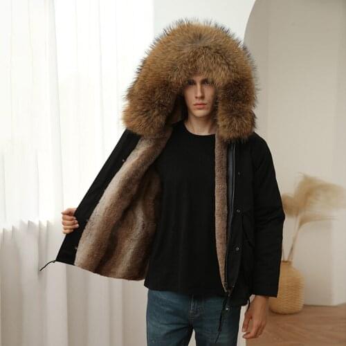 Mens Pie To Overcome The Detachable Inner Liner Winter New Short Fur Coat and Fur In One Piece