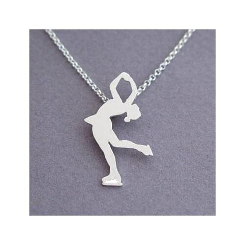 Wholesale Trendy Pendant Women Figure Skating Necklace Women Choker Necklace Girls Ice Skating Jewelry Charm Gift Steampunk