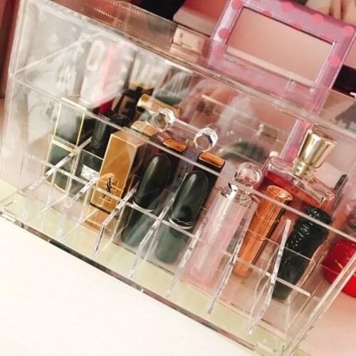 Lipstick Organizer with Lid Table Cosmetics Organizer Makeup Storage Box Nail Polish Holder box Dustproof Acrylic