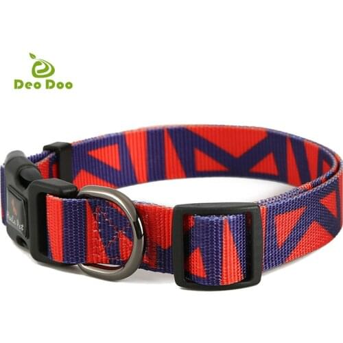 Dog Collar Nylon Material Personality Pet Webbing Collar Durable Adjustable Traction Rope Safety Anti-breakaway Pet Accessories