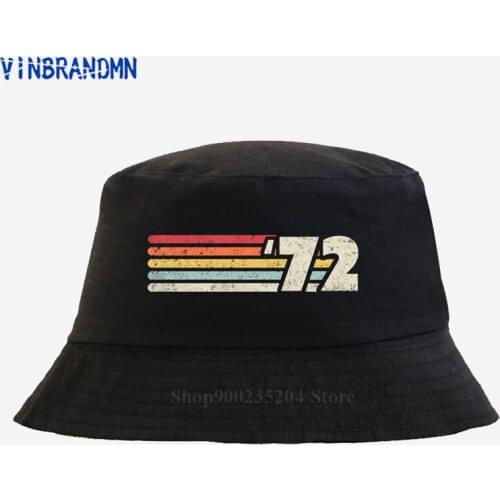 Retro 1972 Bucket hat Vintage 70s Classic 48th Birthday hat Summer Fashion Comfortable F ishing hat Casual Rainbow Style sun hat
