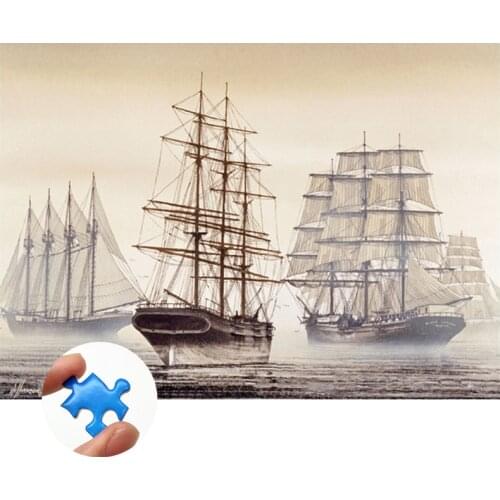 Archaize Style Jigsaw Puzzle 1000 Pieces Brain Burning Education Toys for Children Adults Kids Galleon Sailing Paintings