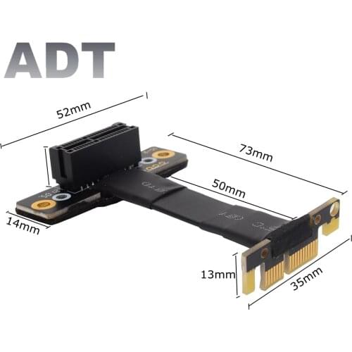 Pcie Riser Dual 90 Degree PCIe 3.0 X1 To X1 Extension Cable R11SL-TL 8G/bps High Speed PCI Express 1x Riser Card Ribbon Extender