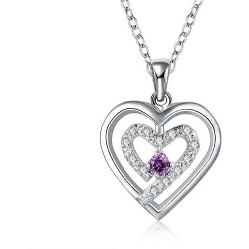Authentic 925 Sterling Silver colorElegant Infinity Love Double Heart Pendant Necklaces for Women Fine Jewelry Gift