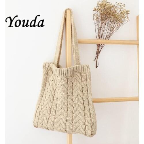 Youda Casual Knitted Woolen Women Shoulder Bags Designer Plush Handbag Crossbody Bag Lady Large Capacity Tote Purses Winter