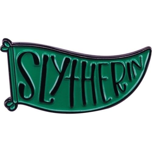 Sale Slytherin Enamel Pin Magic Academy Logo Brooches Green Letter Flag Badge Lapel Pin Backpack Accessories Jewelry Gifts 2021