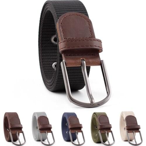 Hot Sales Men Women Wild Canvas Belt Fashion Unisex Pin Buckle Belt Woven Waistband Womens