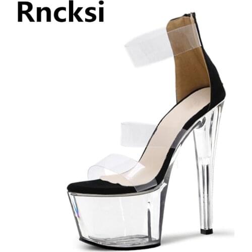 Rncksi Spring Summer Women Pole Dance Shoes Sexy Ankle Straps Sandals Wedding Party 17cm High Heels Sandals With Platform Shoes