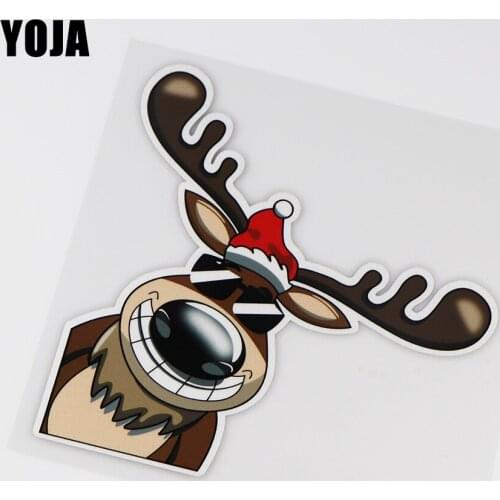 YOJA 14.4X14.7CM Christmas Deer Lovely Cartoon Car Sticker Decoration Vinyl Decal ZT4-1001