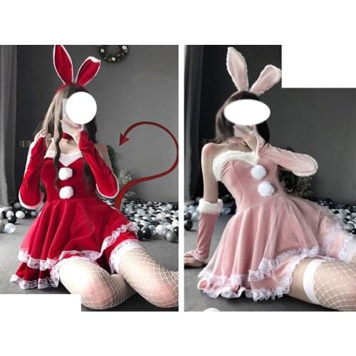 Christmas Xmas Lady Santa Claus Cosplay Costume Sexy Lingerie Bunny Girl Tube Dress Maid Waitress Uniform