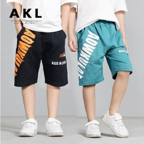 Summer Sport Boys Shorts Children Clothes Knitting Print Short For Boys Elastic Waist Boy Beach Pants For Teens 5-13 Years Old