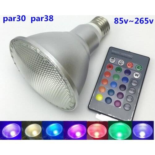 LED Par38 110v RGB LED Par30 220V indoor outdoor waterproof RGB Spotlight PAR30 110V PAR38 220V remote control Discoloration rgb