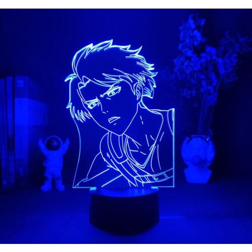 LED Sensor Light Anime Attack on Titan Levi Ackerman Acrylic 3D Night Lamp Otaku Bedside Table USB Powered Lighting Art Deco