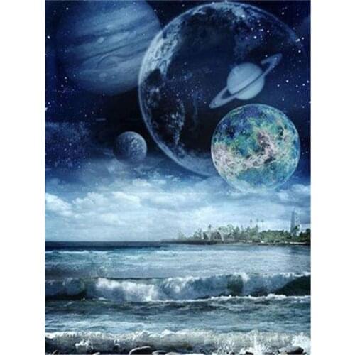 Landscape Moon Printed Fabric 11CT Cross-Stitch Kit Embroidery DMC Threads Hobby Craft Sewing Needlework Wholesale Jewelry