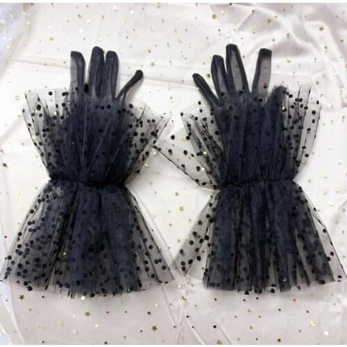 Womens elegant black dot color mesh glove female spring summer sunscreen lace glove R2888