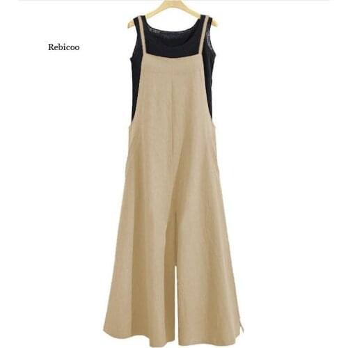 Women Jumpsuit Casual Loose Jumpsuit Breathable Sleeveless Long Jumpsuit Overalls for Women Monos Mujer Plus Size