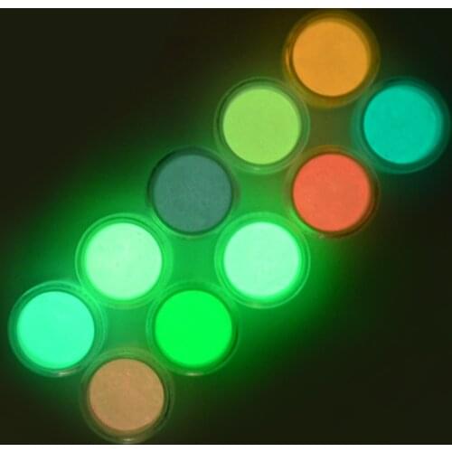 ZKO 1 Box holographic glitter Neon Phosphor Powder Nail Glitters Powder Dust Luminous Pigment Fluorescent Powder Glow Dark