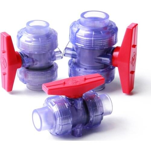 1pc DIN 20~63mm ANSI 21.34-60.32mm Hi-quality Transparent UPVC Globe Valve Aquarium Fish Tank Garden Irrigation Union Ball Valve