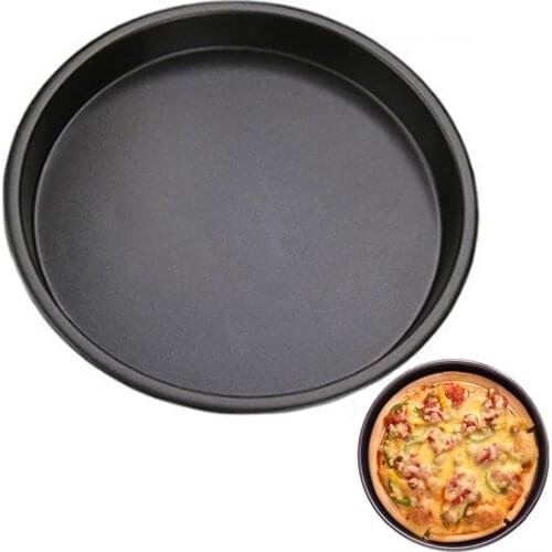 Kapmore 1pc Heat-Resistant Pizza Baking Pan Non-Toxic Carbon Steel Round Baking Tray DIY Pizza Baking Tools For Home Kitchen