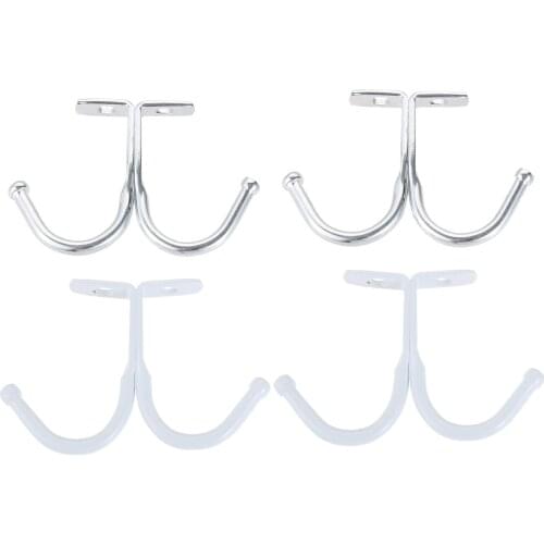 2 PCS Double Prong Ceiling Hook Silver/White Zinc Alloy Hanger Hook for Hanging Plants Towel/Robe/Coat Clothes Hook Home Storage