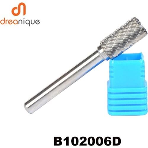 2pcs/lot B102006 cylinder with end cut 10*20mm carbide rotary burr file cutter grinding and abrasive tools milling bits