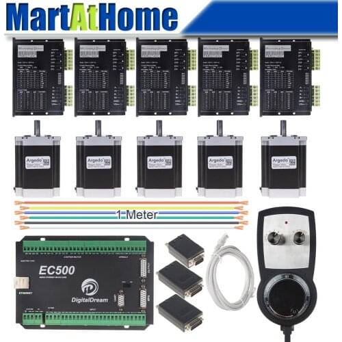 5 Axis CNC Stepper Driver Kit Mach3 Ethernet 460 KHz with MPG Controller for DIY CNC Router