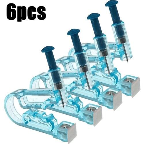 6PCS Healthy Safety Asepsis Disposable Unit Ear Studs Piercing Gun Piercer Tool Machine Kit Stud Earring Set