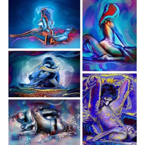5d Diy Diamond Painting Cross Stitch Kit Diamond Embroidery Naked Romantic Sex Mosaic Kit Orgasm Sexy Men and Women Home Decor