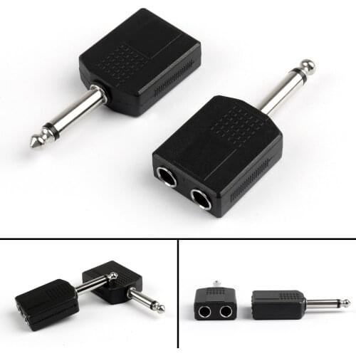 Artudatech 100Pcs 1/4" 6.35mm Mono Plug Adapter to 2-Way 6.35mm Mono Jack Headphone Y Splitter Connector Parts
