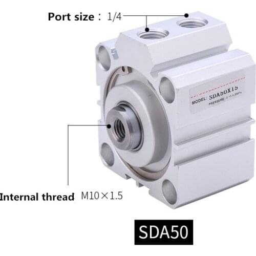Free shipping Thin cylinder SDA50 series 5mm to 100mm stroke aluminum alloy air cylinder Pneumatic components