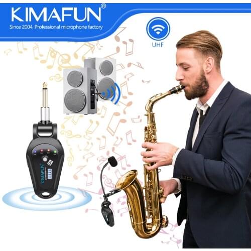 KIMAFUN UHF Wireless Saxophone Microphone Clip on Musical Instrument 40M Cаксофон Mic Receiver Transmitter for Saxophon Trumpet