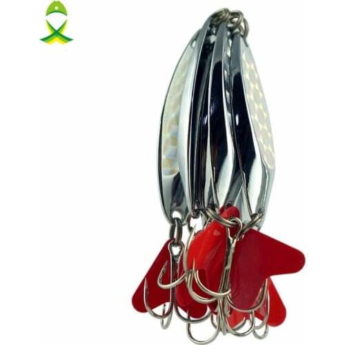 JSM 5pcs/lot 40g Brand Spoon metal Fishing Lures Hard Fishing Spoon Lure Jigging metal fishing Baits with treble hooks