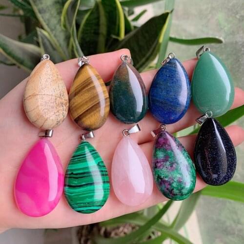 Big Size Healing Stone Agates Malachite Lapis Pink Crystal Pendant Natural Rubies Zoisite Quartz Jewelry for Necklace Key Chain