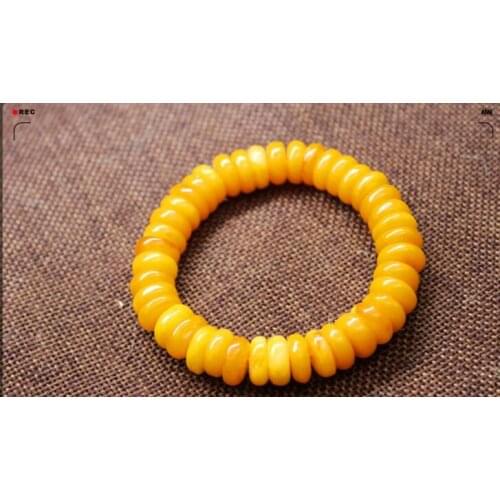 Natural Amber chicken Oil yellow wax Amber bracelet male female wheel bead hand string Bracelet