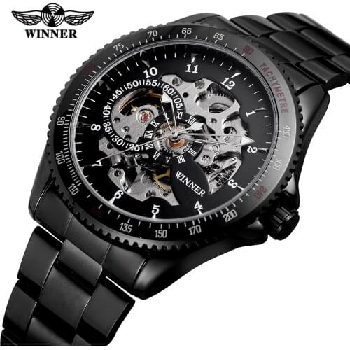 Winner Top Brand Retro Classic Scale Golden Copper Small Dial Design Full Steel Relogio Masculino Mens Automatic Wrist Watches