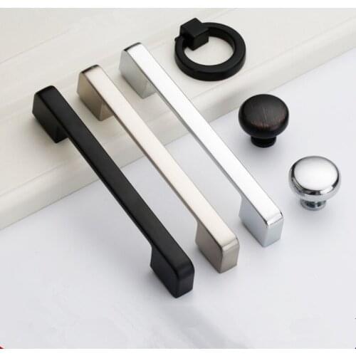 Black Cabinet Handles Furniture Handle Chrome Cupboard Knob Pulls Furniture Hardware Kitchen Handle Cabinet Knob Gold