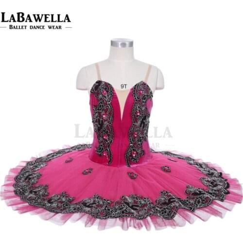 Dark pink Velvet Women Flower Fairy Professional Tutu Pancake Costume Clssical Tutu JY005C
