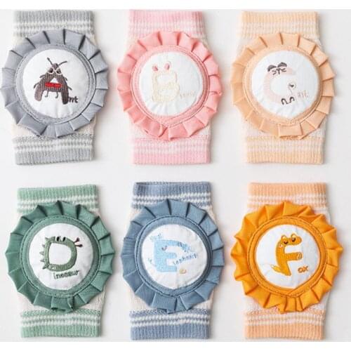Newborns 1 Pair Baby Knee Protectors Cartoon Pattern Anti-fall Breathable Toddlers Crawling Knee Pad for Infant Accessory