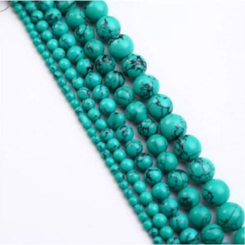Round 4/6/8/10mm Green Turquoise Loose Beads for DIY Craft Bracelet Necklace Jewelry Making