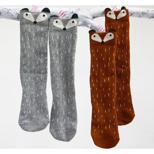 Hot sale 2015 autumn new cotton lovely fox socks pattern girls socks baby socks girls boys 0-4 year 1 pairs kids socks