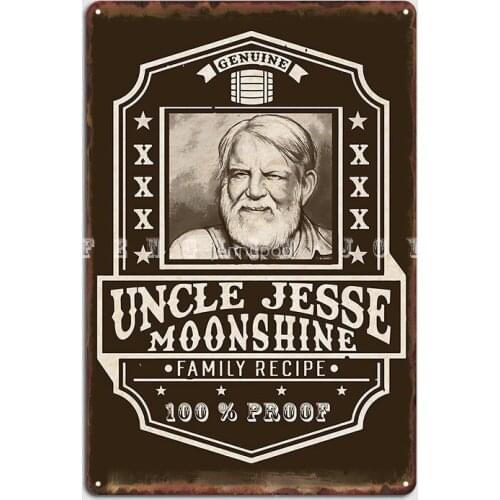 Uncle Jesse Moonshine Label Poster Metal Plaque Cinema Kitchen Garage Club Classic Wall Plaque Tin Sign Poster
