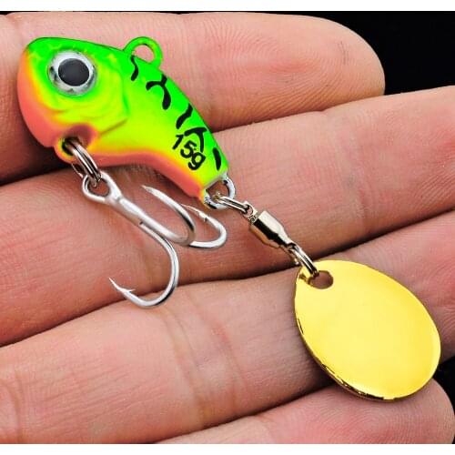 1PC Metal VIB With Rotating Spoon 5g 10g 15g 20g Spinner Sequin Jig Hard Fishing Lure Wobbler Fishing Tackle with BKB Hook Baits
