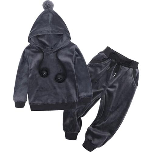 Fashion Newborn 2021 Baby Girl Boy Clothes Set Hoodie and Pant 2pcs Warm Bebe Hooded Suit with Hairball Spring Autumn Tracksuit